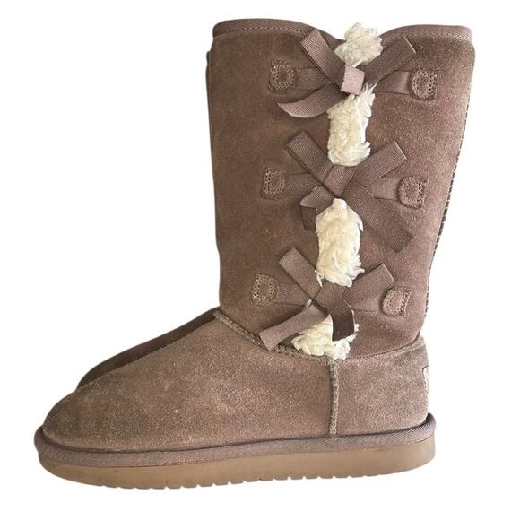 Girls Koolaburra by UGG Victoria Tall 1020171 Suede Lined Snow Boot Size 3 Brown - Picture 1 of 6